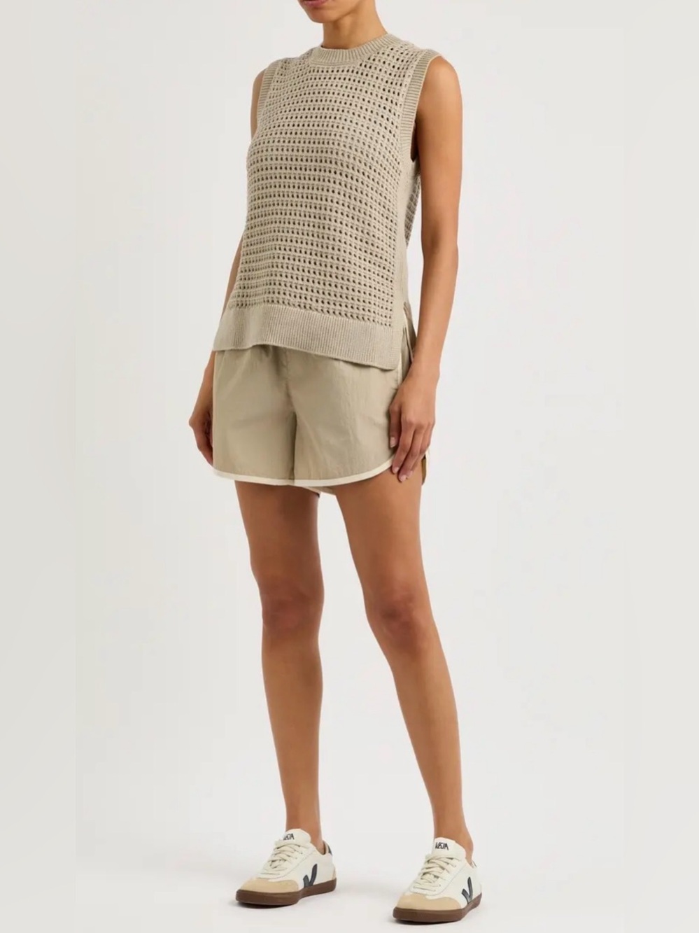 Varley Jenson Stitch Knit Tank Light Taupe Medium - Picture 4 of 11